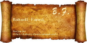 Bakodi Fanni névjegykártya
